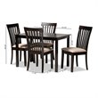 Baxton Studio Minette 5-Piece Wood Dining Set in Sand and Espresso Brown
