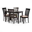 Baxton Studio Minette 5-Piece Wood Dining Set in Sand and Espresso Brown