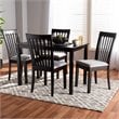 Baxton Studio Minette 5-Piece Wood Dining Set in Gray and Espresso Brown