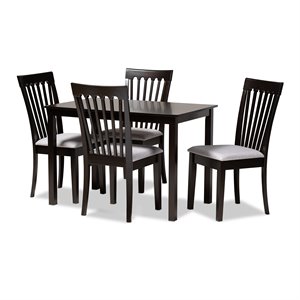 Baxton Studio Minette 5-Piece Wood Dining Set in Gray and Espresso Brown