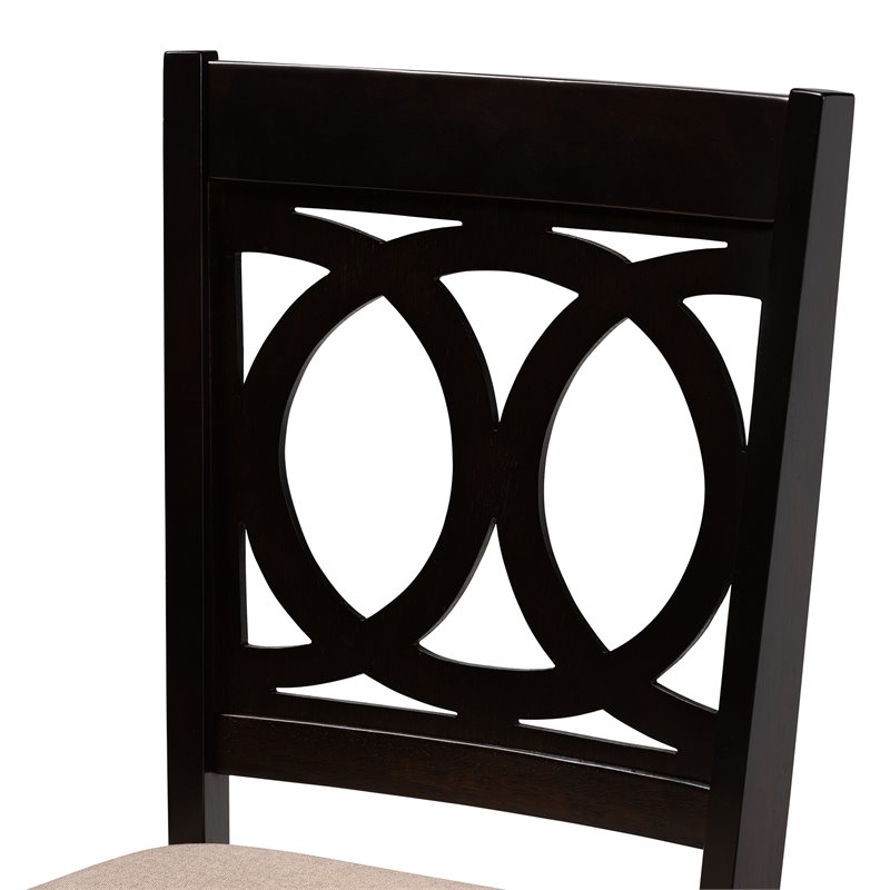 Baxton Studio Lenoir 5-Piece Wood Dining Set in Sand and Espresso Brown