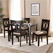 Baxton Studio Lenoir 5-Piece Wood Dining Set in Sand and Espresso Brown