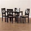 Baxton Studio Lenoir 5-Piece Wood Dining Set in Sand and Espresso Brown