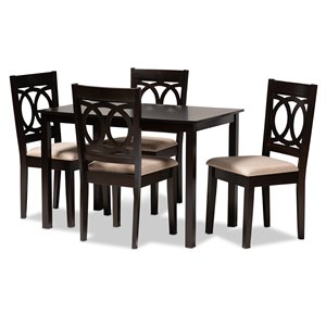 Baxton Studio Lenoir 5-Piece Wood Dining Set in Sand and Espresso Brown