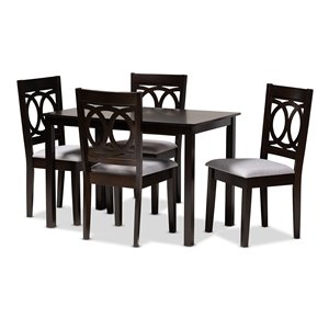 Baxton Studio Lenoir 5-Piece Wood Dining Set in Gray and Espresso Brown