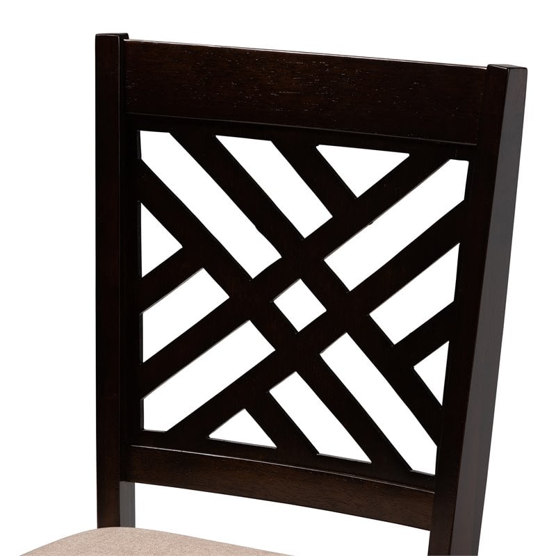 Baxton Studio Caron 5-Piece Wood Dining Set in Sand and Espresso Brown