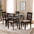 Baxton Studio Caron 5-Piece Wood Dining Set in Sand and Espresso Brown