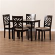 Baxton Studio Caron 5-Piece Wood Dining Set in Sand and Espresso Brown