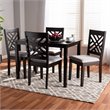 Baxton Studio Caron 5-Piece Wood Dining Set in Gray and Espresso Brown