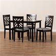 Baxton Studio Caron 5-Piece Wood Dining Set in Gray and Espresso Brown