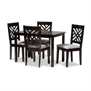 Baxton Studio Caron 5-Piece Wood Dining Set in Gray and Espresso Brown