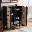 Baxton Studio Melle Two-Tone Brown and Dark Gray 2-Door Shoe Cabinet