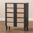 Baxton Studio Melle Two-Tone Brown and Dark Gray 2-Door Shoe Cabinet