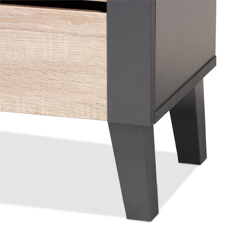 Baxton Studio Melle Two-Tone Brown and Dark Gray 2-Door Shoe Cabinet