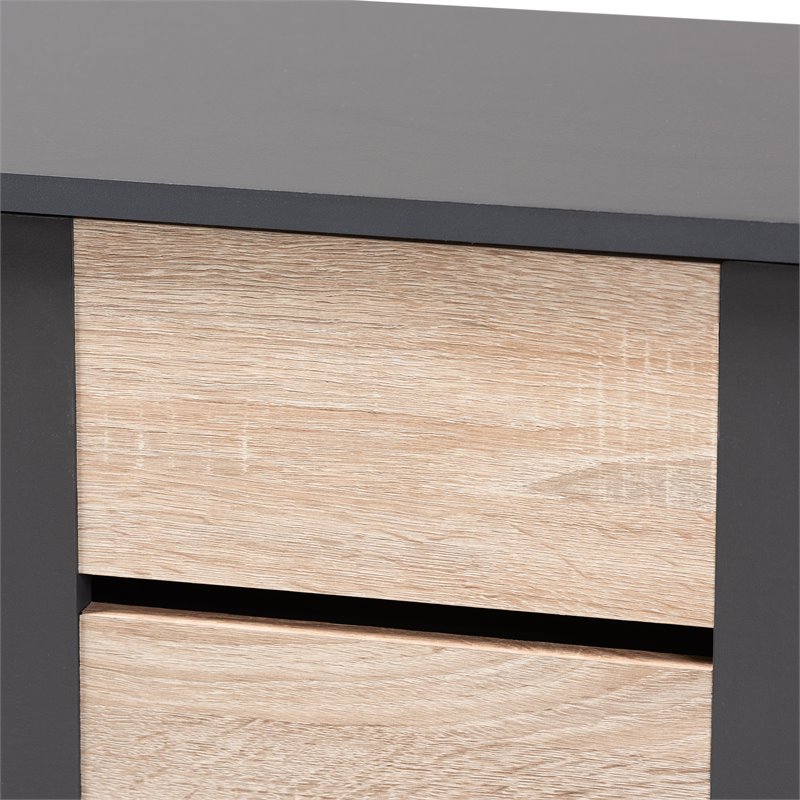 Baxton Studio Melle Two-Tone Brown and Dark Gray 2-Door Shoe Cabinet