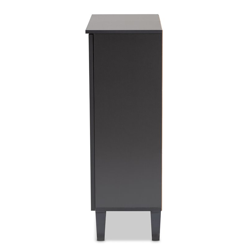 Baxton Studio Melle Two-Tone Brown and Dark Gray 2-Door Shoe Cabinet