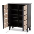 Baxton Studio Melle Two-Tone Brown and Dark Gray 2-Door Shoe Cabinet