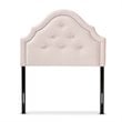 Baxton Studio Cora Tufted Velvet and Wood Twin Headboard in Light Pink