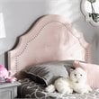 Baxton Studio Cora Tufted Velvet and Wood Twin Headboard in Light Pink