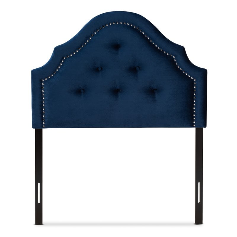 Baxton Studio Cora Tufted Velvet and Wood Twin Headboard in Royal Blue