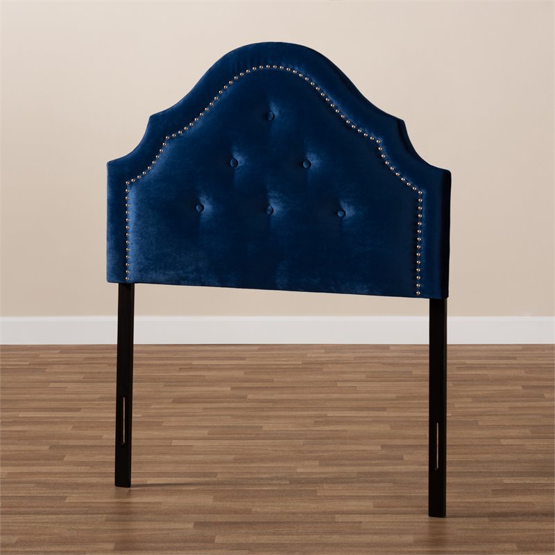 Baxton Studio Cora Tufted Velvet and Wood Twin Headboard in Royal Blue