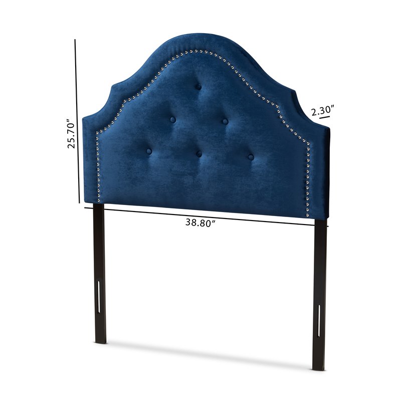 Baxton Studio Cora Tufted Velvet and Wood Twin Headboard in Royal Blue
