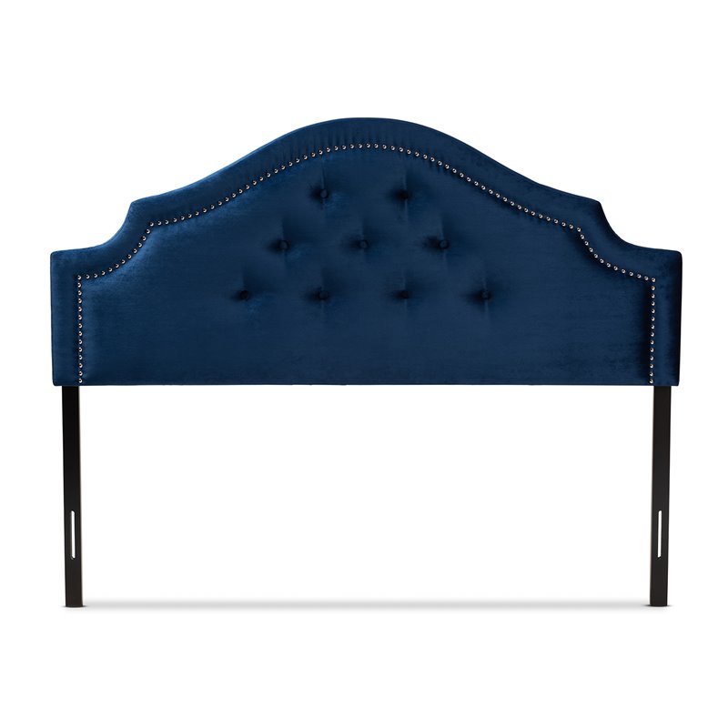 Baxton Studio Cora Tufted Velvet and Wood Queen Headboard in Royal Blue
