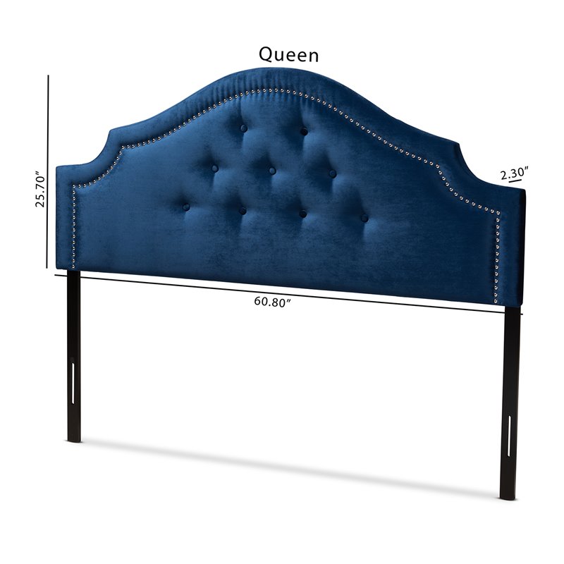 Baxton Studio Cora Tufted Velvet and Wood Queen Headboard in Royal Blue