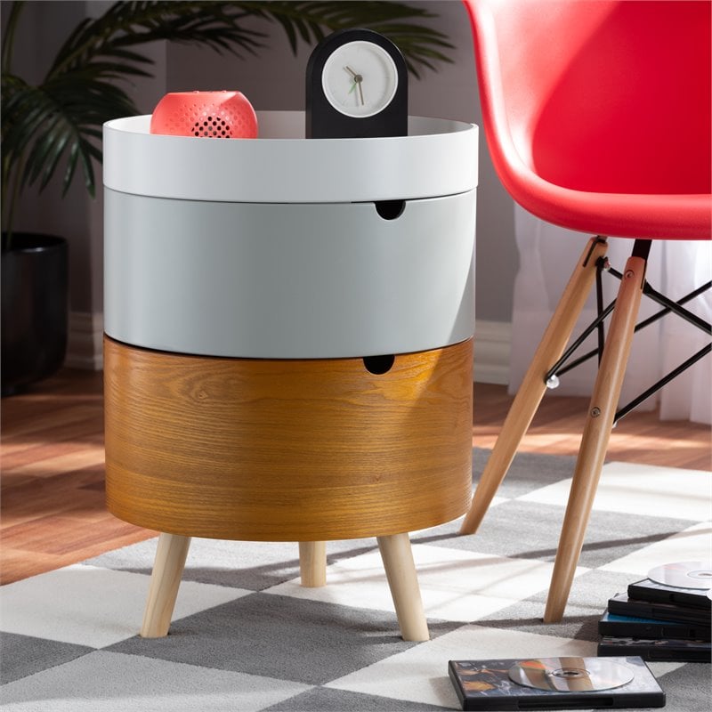 Baxton Studio Elison Multi Color 3-Tier Wood End Table