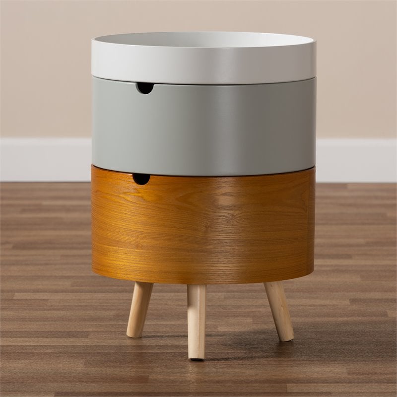 Baxton Studio Elison Multi Color 3-Tier Wood End Table