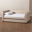 Baxton Studio Mabelle Tufted Fabric and Wood Full Daybed with Trundle in Beige