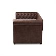 Baxton Studio Mabelle Faux Leather and Wood Twin Daybed with Trundle in Brown