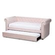 Baxton Studio Mabelle Velvet and Wood Twin Daybed with Trundle in Light Pink
