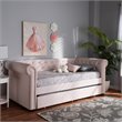 Baxton Studio Mabelle Velvet and Wood Twin Daybed with Trundle in Light Pink