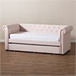 Baxton Studio Mabelle Velvet and Wood Twin Daybed with Trundle in Light Pink