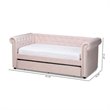 Baxton Studio Mabelle Velvet and Wood Twin Daybed with Trundle in Light Pink