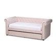 Baxton Studio Mabelle Velvet and Wood Twin Daybed with Trundle in Light Pink