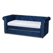 Baxton Studio Mabelle Velvet and Wood Twin Daybed with Trundle in Navy Blue