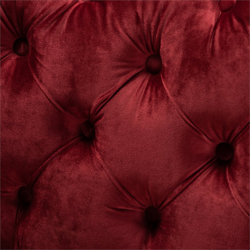 Baxton Studio Avara Modern Tufted Velvet Ottoman in Burgundy and Gold