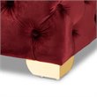 Baxton Studio Avara Modern Tufted Velvet Ottoman in Burgundy and Gold