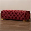 Baxton Studio Avara Modern Tufted Velvet Ottoman in Burgundy and Gold