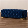 Baxton Studio Avara Modern Tufted Velvet Ottoman in Blue and Gold