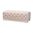 Baxton Studio Avara Modern Tufted Velvet Ottoman in Beige and Gold