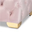 Baxton Studio Avara Modern Tufted Velvet Ottoman in Pink and Gold