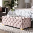 Baxton Studio Avara Modern Tufted Velvet Ottoman in Pink and Gold