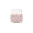 Baxton Studio Avara Modern Tufted Velvet Ottoman in Pink and Gold