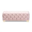 Baxton Studio Avara Modern Tufted Velvet Ottoman in Pink and Gold