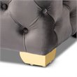 Baxton Studio Avara Modern Tufted Velvet Ottoman in Gray and Gold