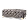 Baxton Studio Avara Modern Tufted Velvet Ottoman in Gray and Gold