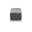 Baxton Studio Avara Modern Tufted Velvet Ottoman in Gray and Gold